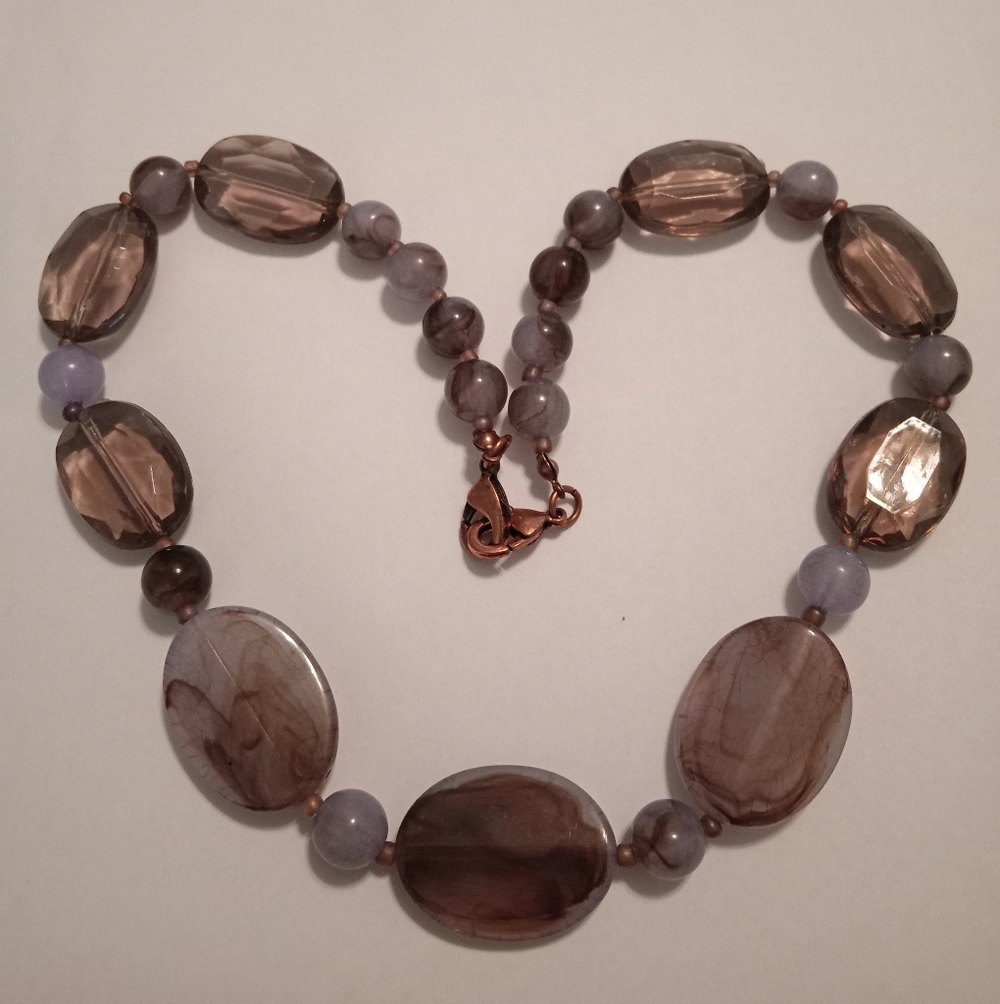 #449.  Purple Acrylic Faux Stone Necklace. 8 1/2" Long